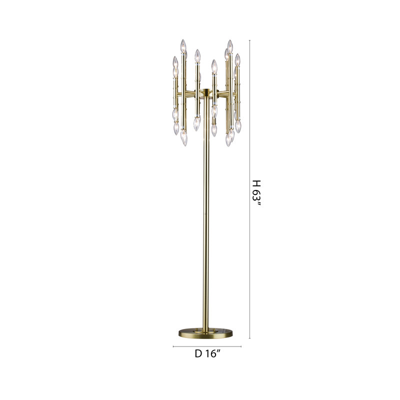 Lampe sur pied en métal doré 24 lumières , Or