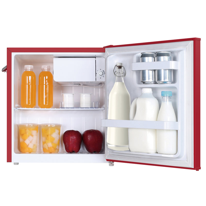 Frigidaire 1.6 Cu. Ft. Retro Compact Fridge with Chiller, Countertop Fridge with Built-In Bottle Opener, Red