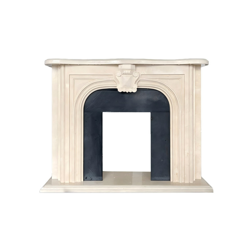 Solid + Manufactured Wood white and black Fake Fireplace Entrance Mantel, 41.34" H x 59.06" W x 11.81" D
