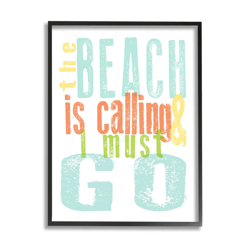 «Beach Is Calling I Must Go», art de la giclée par Alli Rogosich, H 20 po x l 16 po x P 1,5 po, Giclée encadrée noir minuit