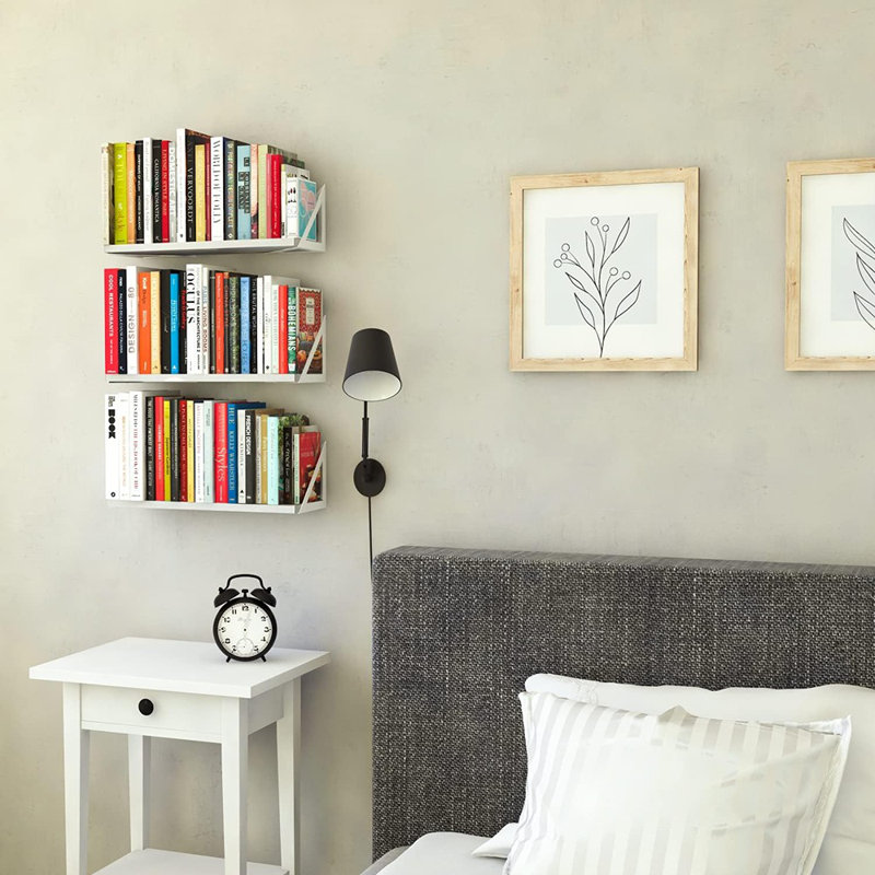 Ensemble de 3 tablettes murales en bois avec supports blancs Latitude Run®