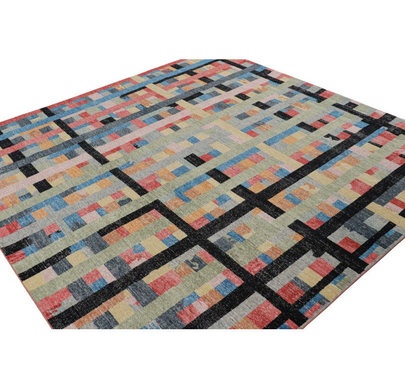 Homage Hand Knotted Wool Geometric Area Rug, Rectangle 5' x 7'