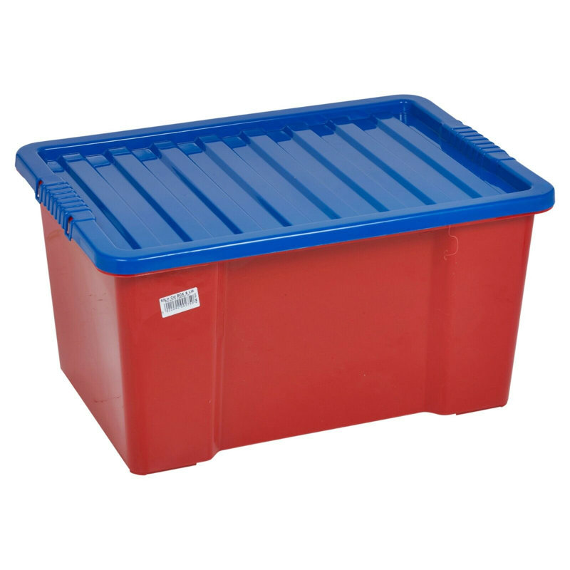 Symple Stuff Plastic Decorative Bin, Dark Blue/Red Box