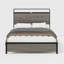 Structure de lit double, structure de lit plateforme en bois avec tête de lit à DEL avec rangement et 2 ports USB, aucun bruit, aucun matelas à ressorts requis et outils d'assemblage simples, grand rangement sous le lit, gris antique