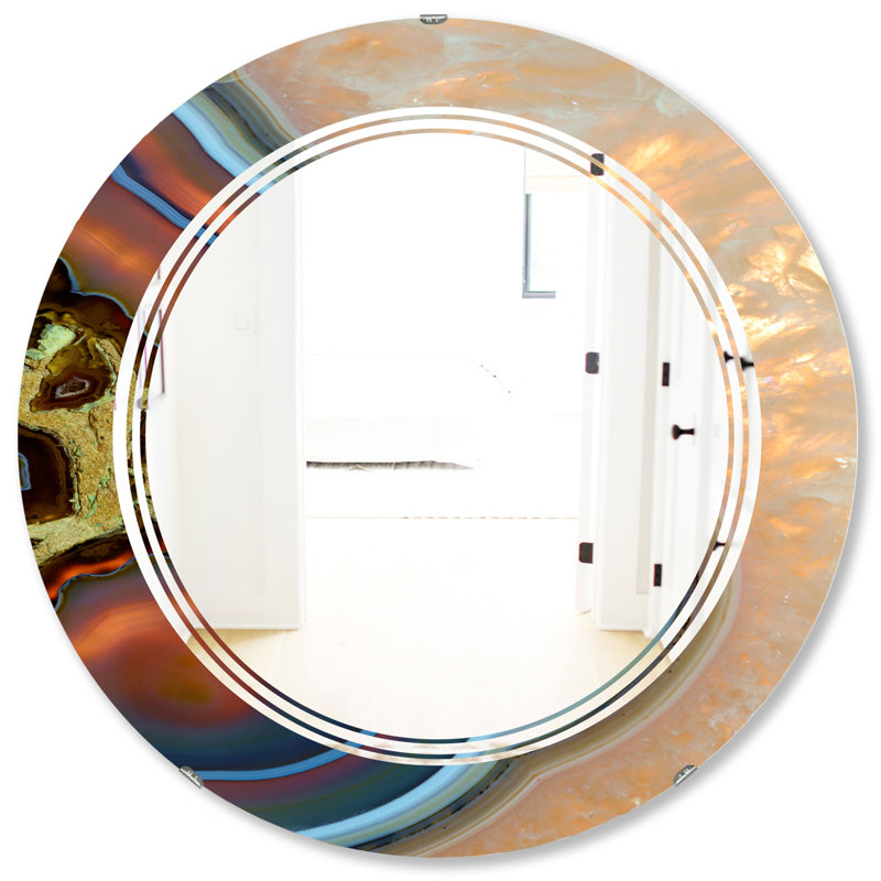 Triple C Abstract Mineral Texture Modern & Contemporary Frameless Wall Mirror, Triple C Abstract Mineral Texture