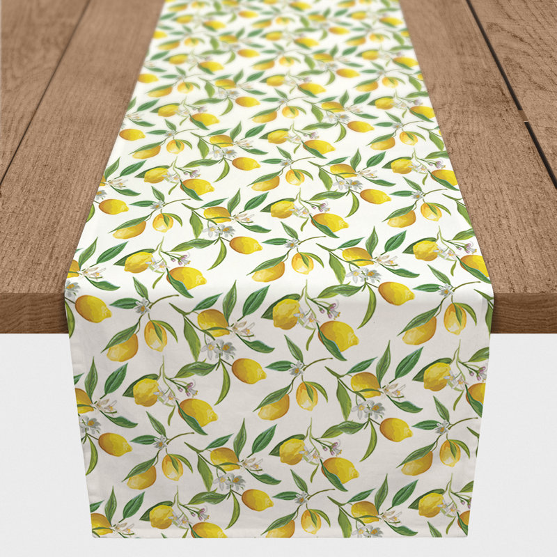 Chemin de table en mélange de coton à motif géométrique Meisner, 90 po x 16 po