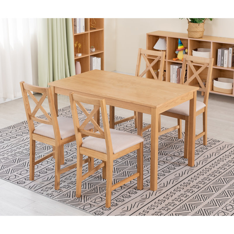 4 - Person Solid Oak Dining Set, Beige