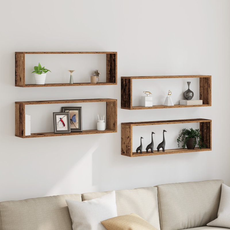 Floating Shelf, 26cm H x 80cm W x 15cm D, Rustic Brown