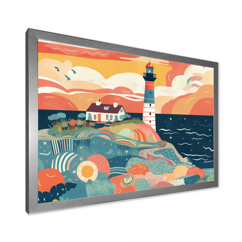 Phare côtier III, H 12 po x l 20 po x P 1 po, Cadre photo argenté