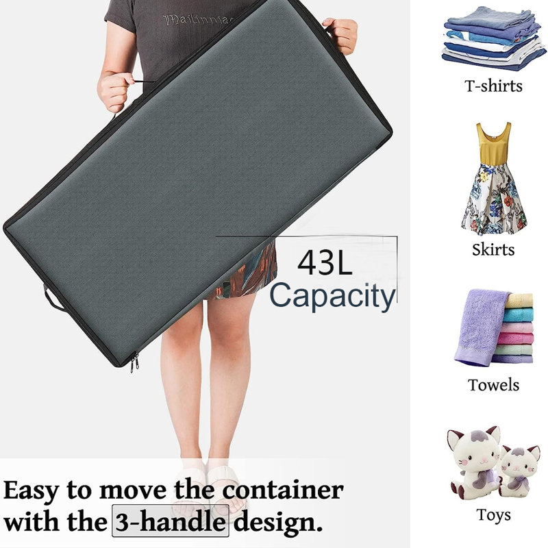 Under Bed Storage with Wheels and Clear Window Underbed Storage Bins Containers 3 Handles and Label Clothes Storage