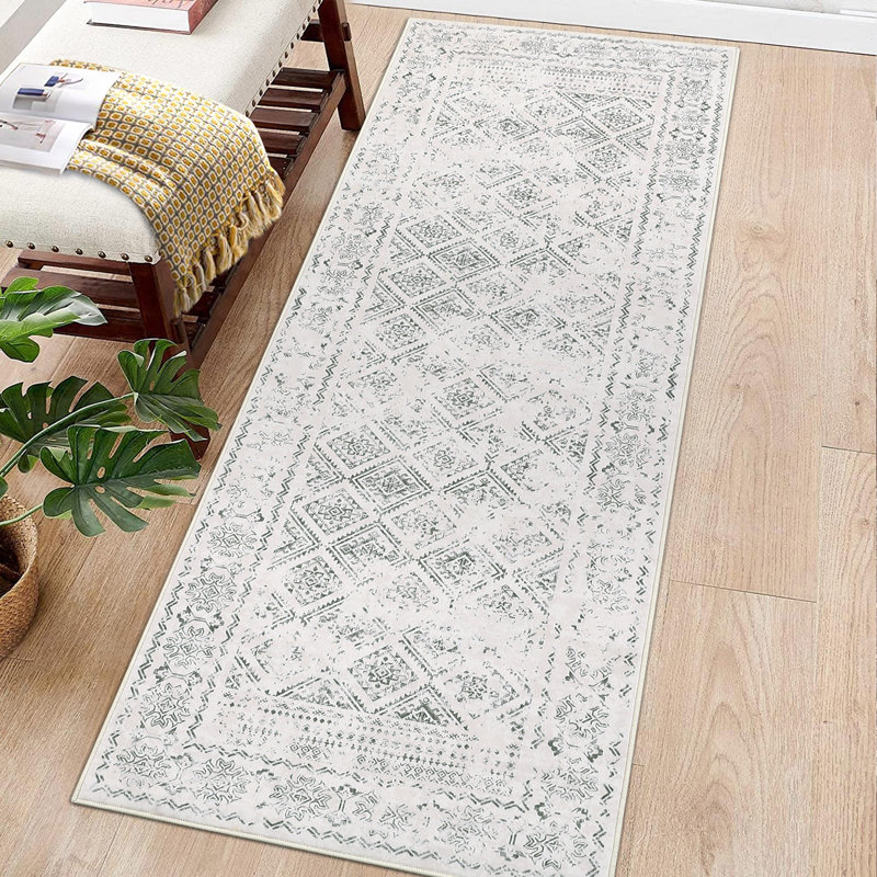 Elegant Oriental Machine Washable Rug with Rubber Anti-Slip Backing Ideal for Living Room, Dining Room, Bedroom, Office & Playroom
