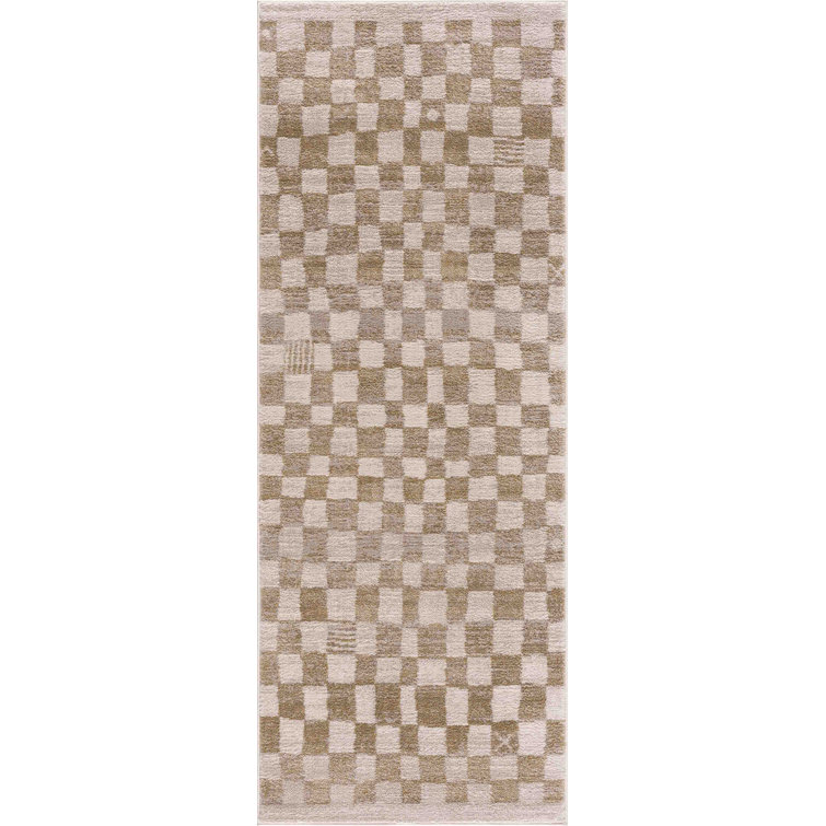 Jasha Checkered Beige/Brown Area Rug