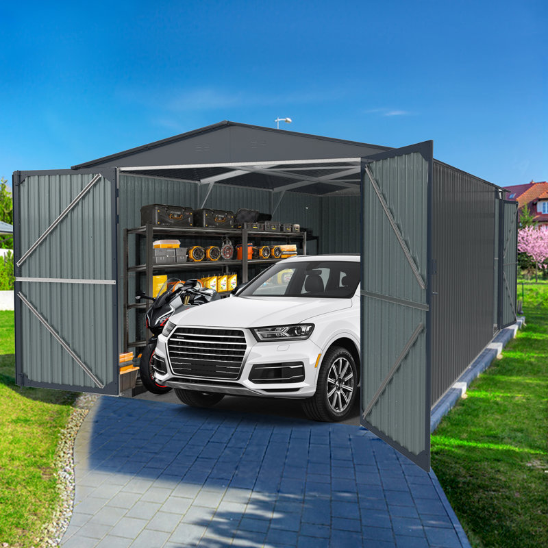 Remise de garage en métal l 13 pi. X P 20 pi. , Gris lourd