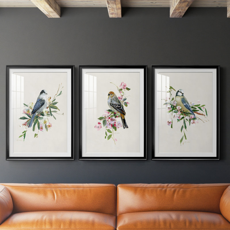 «Spring Song Blue Bird» - ensemble de photos encadrées, Noir, H 30,5 po x l 127,5 po x P 1,5 po