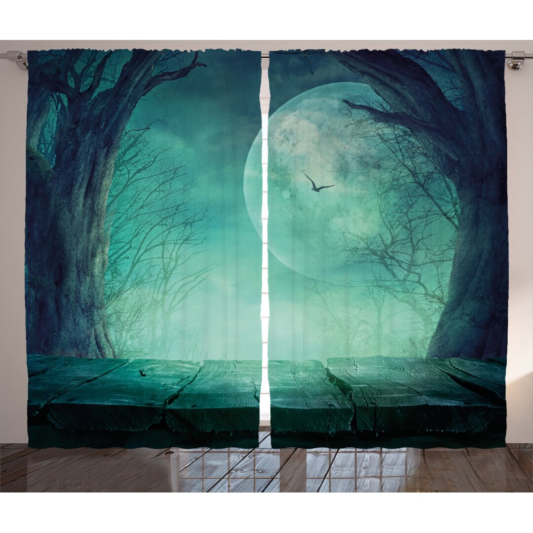 Rustikaler Vorhang, Spooky Wald Halloween, Teal, Teal