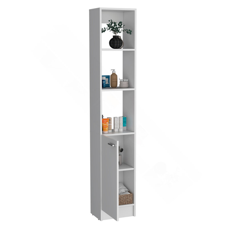Parks Linen Bathroom Storage Cabinet With One Doors, Tall Bathroom Cabinet With 6 Shelves, For Bathroom, Living Room, Kitchen