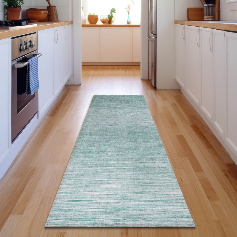 Premium Machine Washable Prisco Aqua Rug, Runner 2'3" x 7'6"