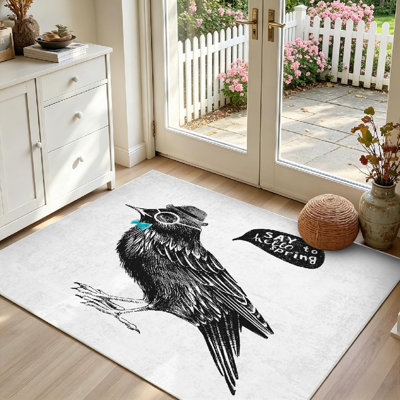 Tapis d'angle d'intérieur blanc, lavable à la machine et décoré pour Noël