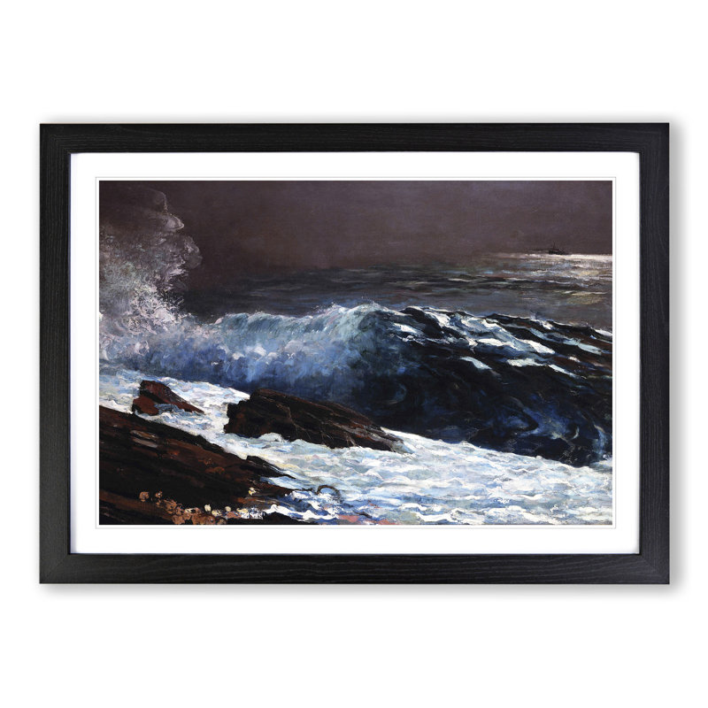Sunlight on the Coast by Winslow Homer - Picture Frame Painting, 36cm H x 48cm W x 2cm D, Black Framed