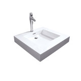 Polished White Handmade Rectangular Dual Mount Bathroom Sink with Overflow