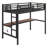 Metal Loft Bed With Power Outlet And LED Lighted, Space-Saving
