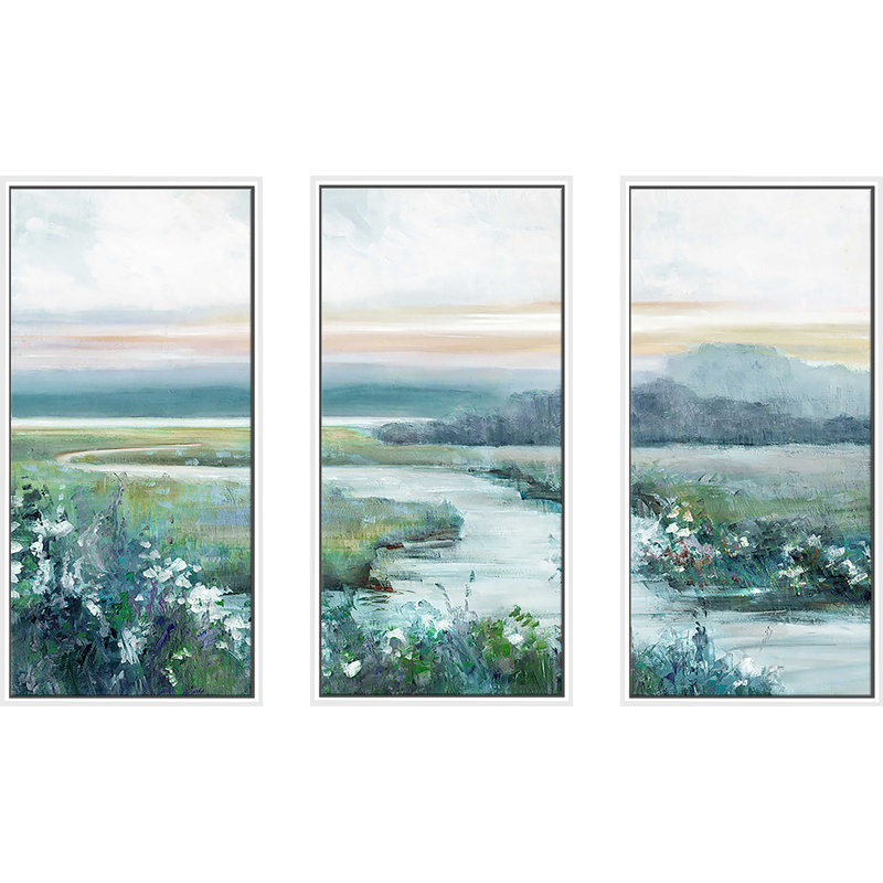 " Eternity In Twilight " 3 - Pieces Painting Print, 52.5" W x 33.5" H
