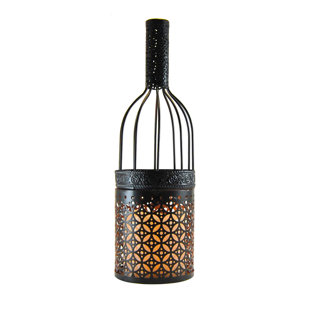 Metal Wine Bottle with Battery Operated Candle