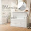 100cm Entryway Shoe Bench with Linen Cushion - Hidden Storage & 2-Tier Rack - White