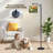 Arc Floor Lamp Japanese Crane Waves Red Sun Cherry Blossom Tree Floor Lamps with Remote LED Lights Adjustable Lamp Shades Tall Standing Lamps for Reading Office Living Room