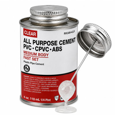 SUPPLYGIANT 8 oz tout usage, colle à base de ciment en PVC transparent, colle à prise rapide, corps moyen pour raccords en PVC, CPVC et ABS à faible teneur en COV