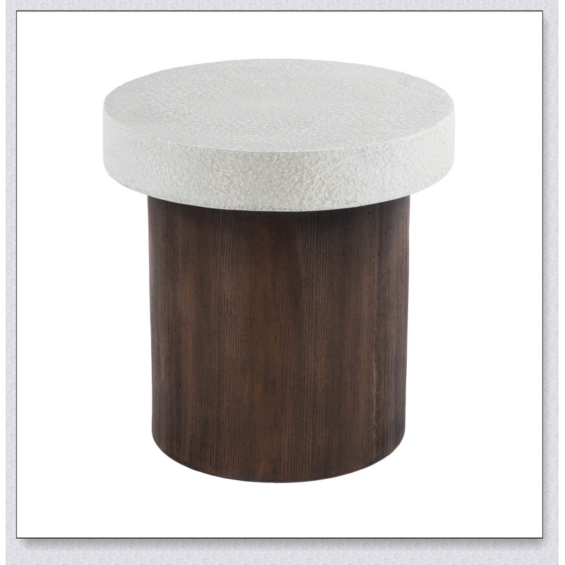 Table d'appoint [plateau blanc antique + structure en bois naturel]