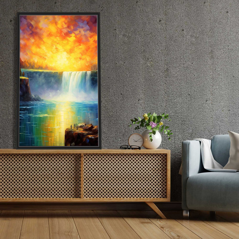 Chutes du Niagara, cascade majestueuse, peinture sur toile à cadre flottant, H 51,5 po x l 31,5 po x P 2 po