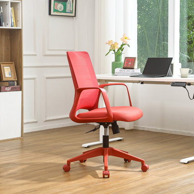 Chaise de bureau moderne en maille de 55,6 cm (21,9 po) de long avec soutien lombaire, chaise de travail pivotante supportant jusqu'à 159 kg (350 lb) pour bureau à domicile et petits espaces