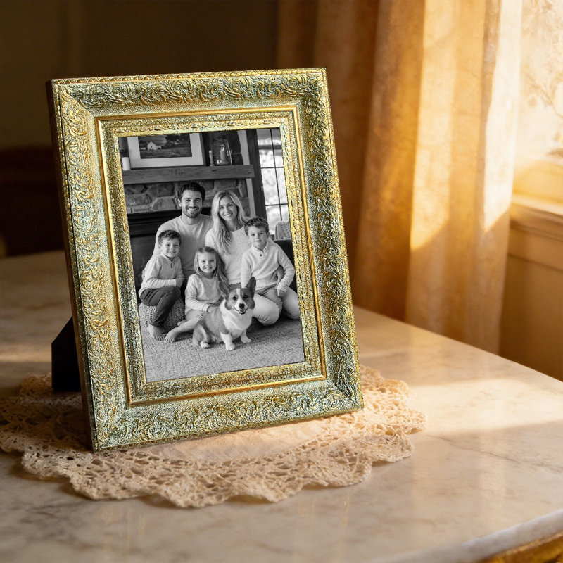 Cadre de table de table antique en or antique 1PC pour photos 8 po x 10 po et mémoire de voyage, Antique Gold, 1
