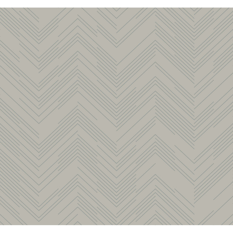 Chevron Metallic Wallpaper Roll, Taupe/Silver