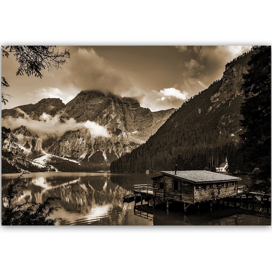 Leinwandbild Cottage vom Bergsee 1