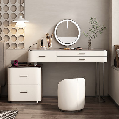 Makeup Vanity with Light mirror,5 drawers,Power Outlet
