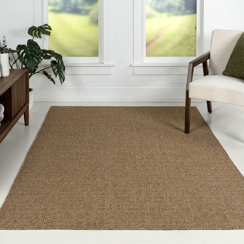 Tapis d'intérieur / extérieur naturel de couleur unie Solana Easy Rustic, Rectangle 2 pi 11 po x 4 pi 11 po, Naturel