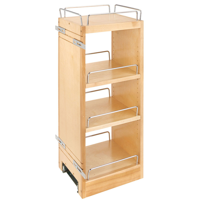 Rev-A-Shelf Wood Wall Pullout Organizer with Ball-Bearing Soft-Close for 30-Inch Height Kitchen Cabinets, 9.5" W