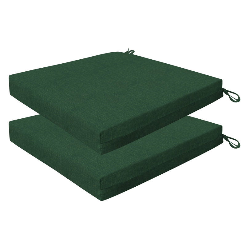 Meridian Outdoor Square Dining Seat Cushion, Forest Green, 3" H x 19" W x 19" D