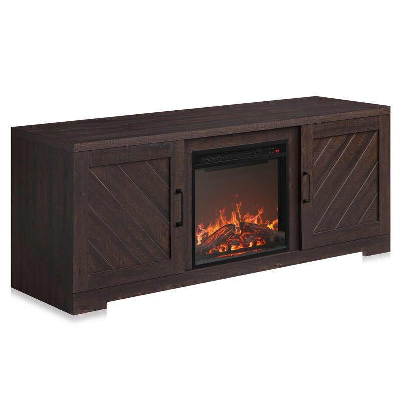Blazice TV Stand to 65" with Electric Fireplace Included, Espresso