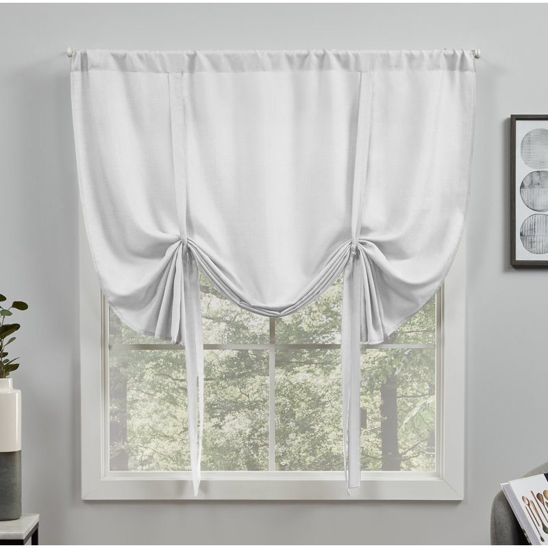 White Linen-Like Fabric Cordless Tie-Up Shade