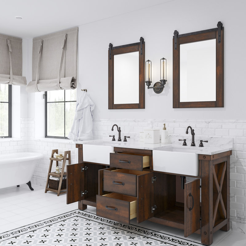 Ensemble de meuble-lavabo double 72 po Aiana, Sienne rustique, No