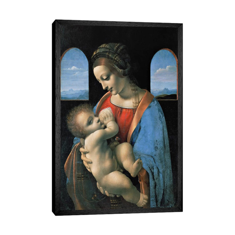 Madonna Litta, 1490 by Leonardo Da Vinci - Print on Canvas, Black Framed, 152.5 cm H x 101.5 cm W