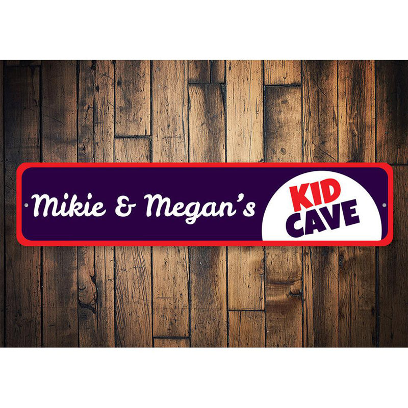 Plaque en métal Kids Cave, H 6 po x l 24 po x P 0,06 po