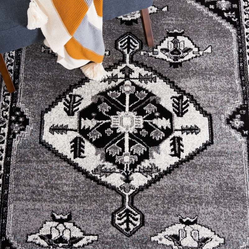 Tapis gris / noir Evanoff 262, Tapis de couloir 2 pi 3 po x 8 pi
