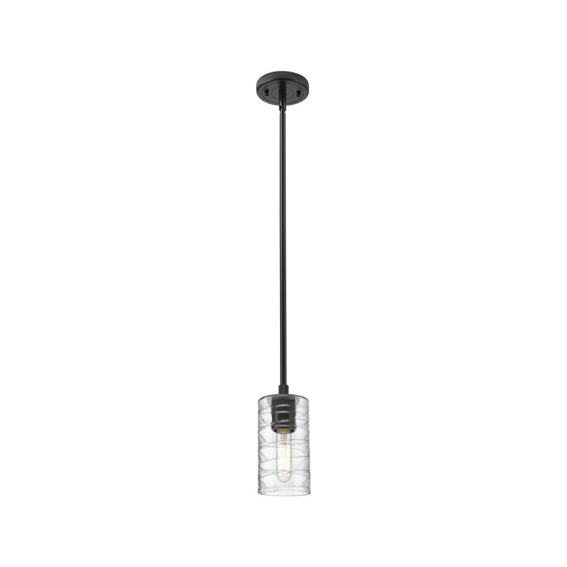 Luminaire suspendu Crown Point Light, Noir mat, Tourbillon déco, H 8,38 po x l 4,5 po x P 4,5 po