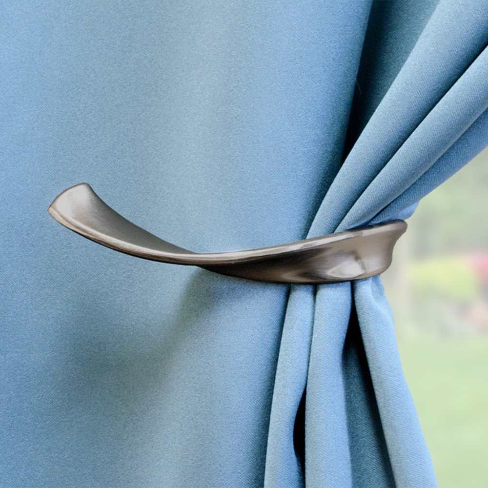 Presley Curtain Holdback, Plated Brushed Pewter