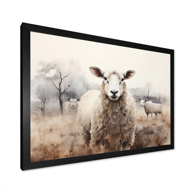 Sheep Silent Symphony - Sheep, art encadré, Cadre simple noir, H 30 po x l 40 po x P 1,5 po