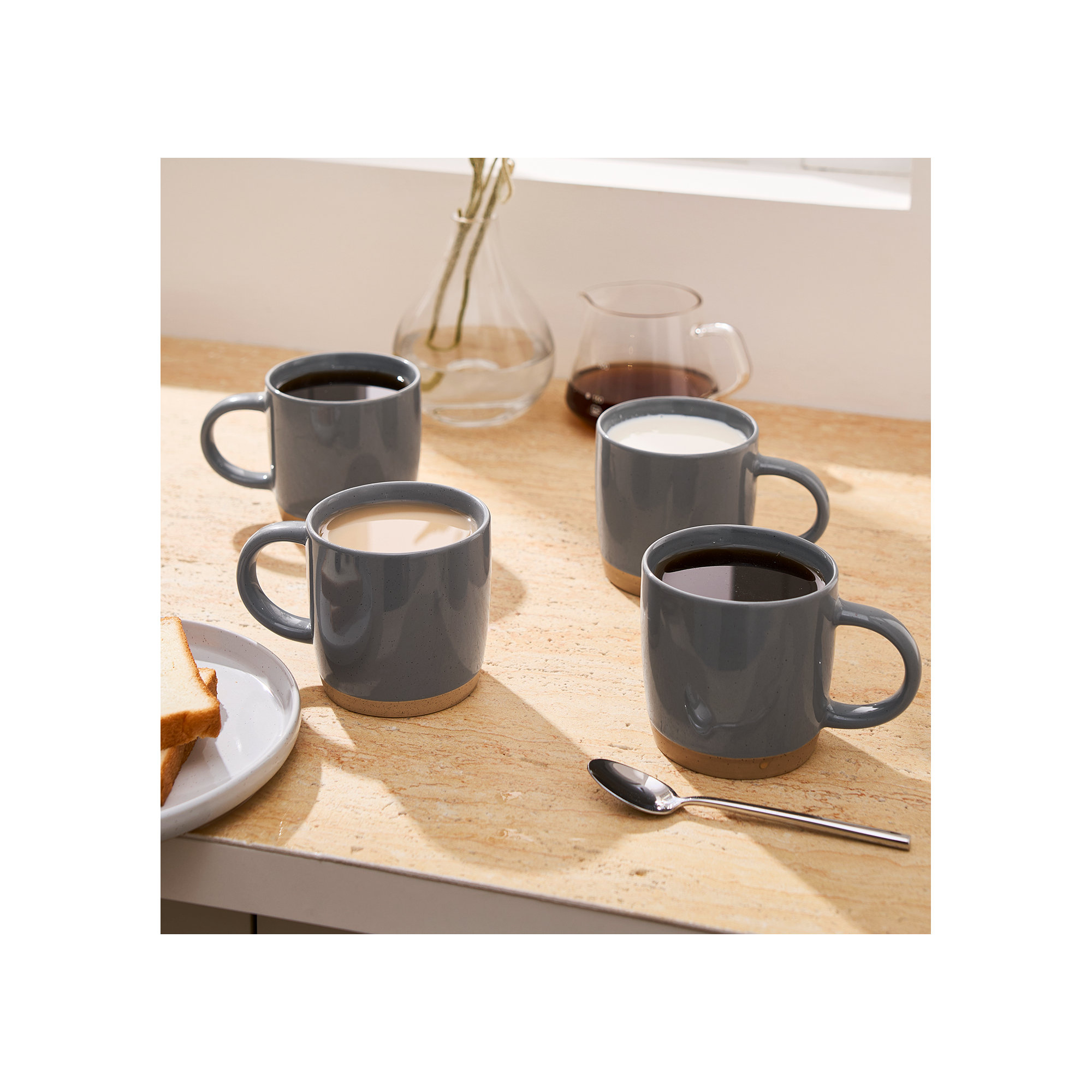 Daytona Stoneware Coffee Mug, Dark Gray